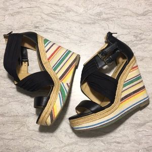 SODA size 10 black and rainbow espadrille, zipper